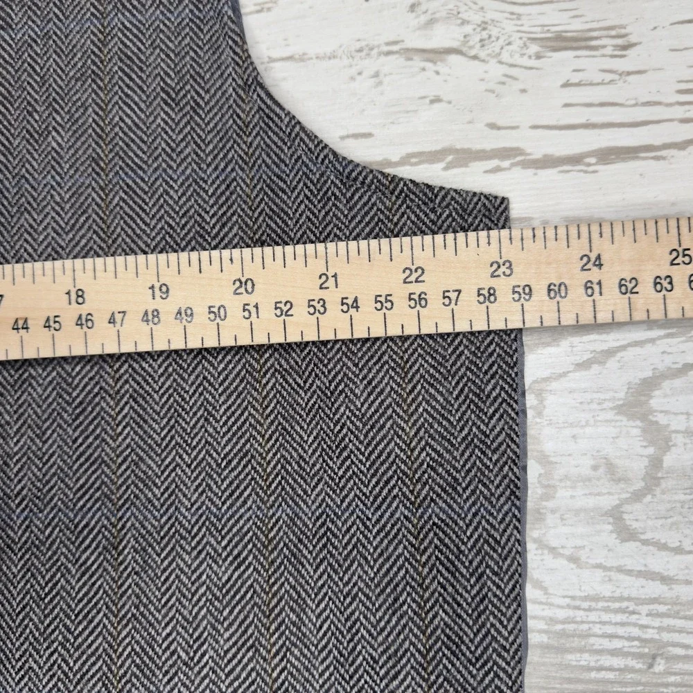 Tre Vero Suit Vest‎ Mens XL Gray Herringbone Wool Tweed Belted Formal Business